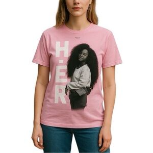 HER Pink Graphic Women's Band T-Shirt Top H.E.R size L